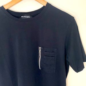 The Kooples - SS Crew T-Shirt Utility Zip - Medium - 100% Cotton